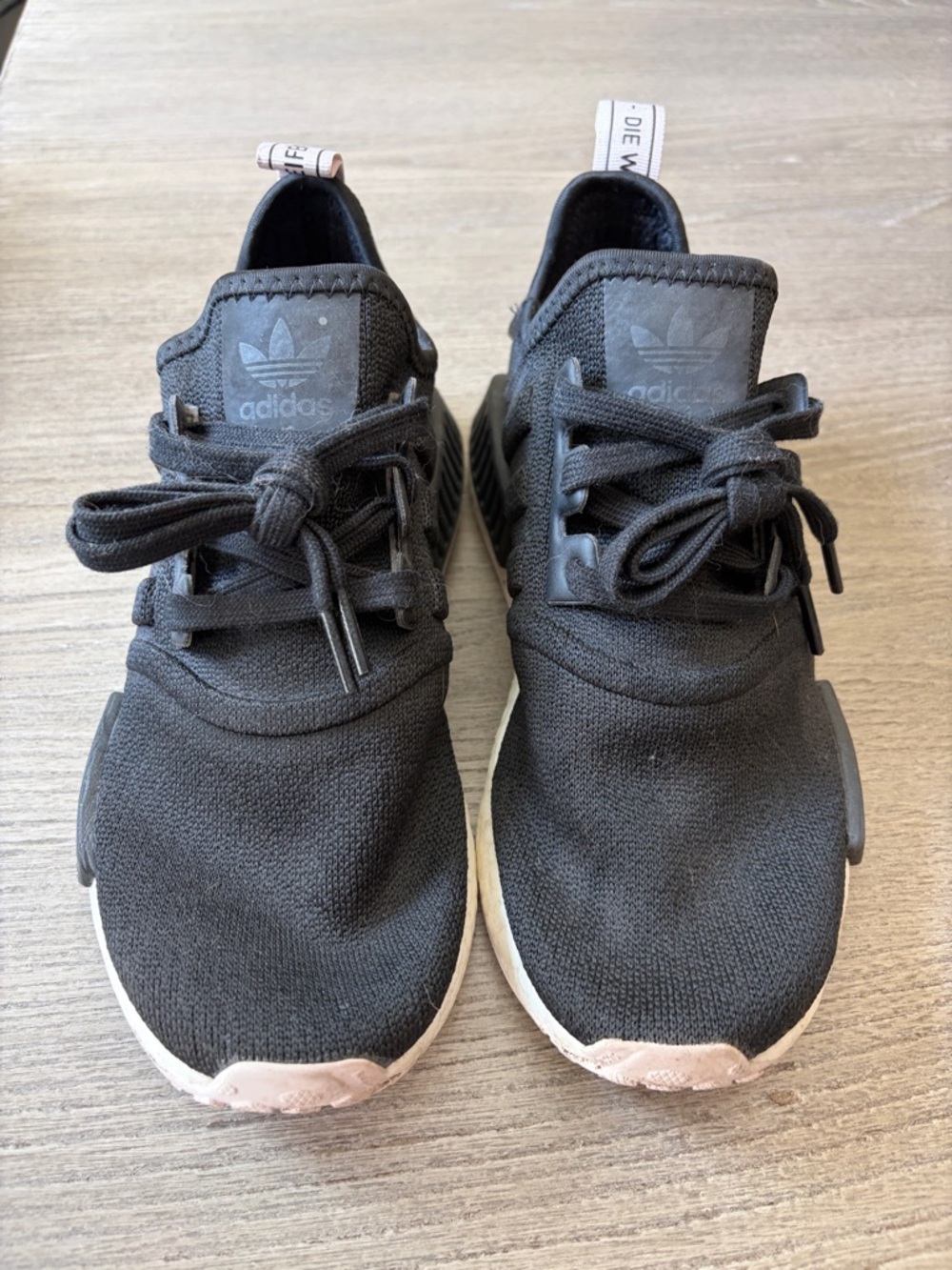 adidas Black Low-Top Knit Sneakers with White Soles